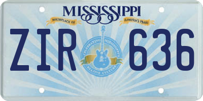 MS license plate ZIR636