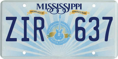 MS license plate ZIR637
