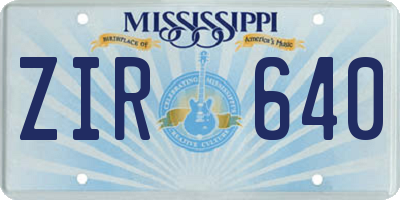 MS license plate ZIR640