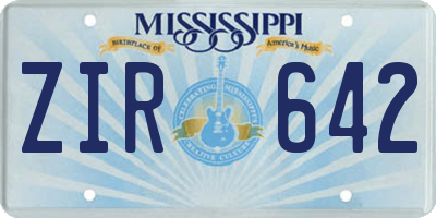 MS license plate ZIR642