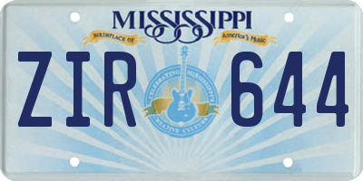 MS license plate ZIR644
