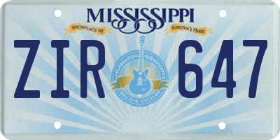 MS license plate ZIR647