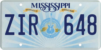 MS license plate ZIR648