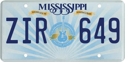 MS license plate ZIR649