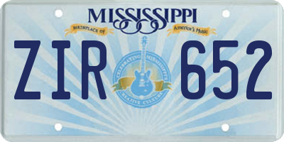 MS license plate ZIR652