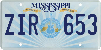 MS license plate ZIR653
