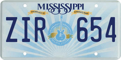 MS license plate ZIR654