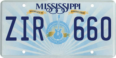 MS license plate ZIR660