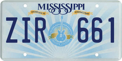 MS license plate ZIR661