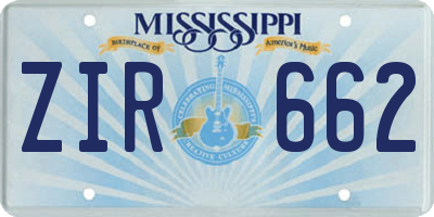 MS license plate ZIR662