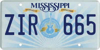 MS license plate ZIR665