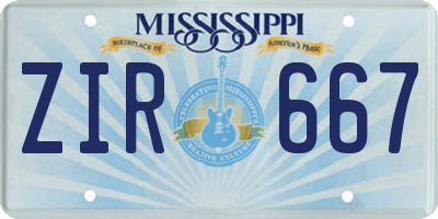 MS license plate ZIR667