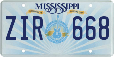MS license plate ZIR668