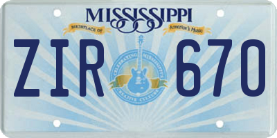 MS license plate ZIR670