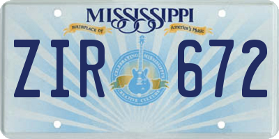 MS license plate ZIR672