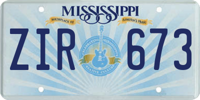 MS license plate ZIR673