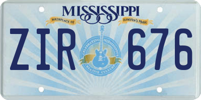 MS license plate ZIR676