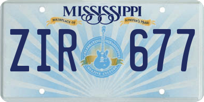 MS license plate ZIR677