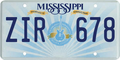 MS license plate ZIR678