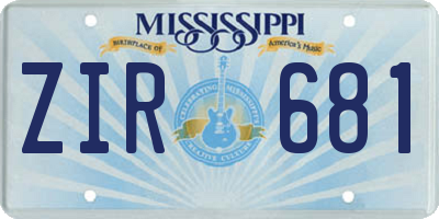 MS license plate ZIR681