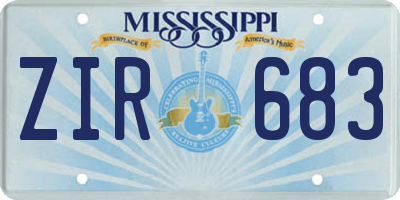 MS license plate ZIR683