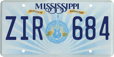 MS license plate ZIR684