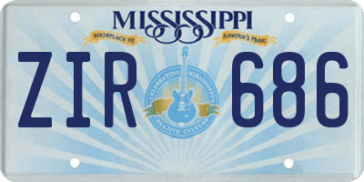 MS license plate ZIR686