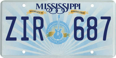 MS license plate ZIR687