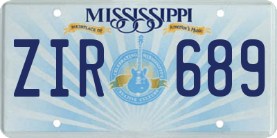 MS license plate ZIR689