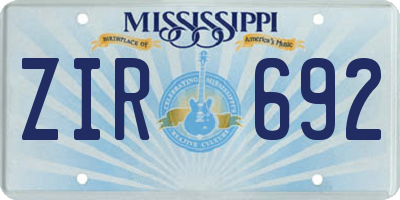 MS license plate ZIR692