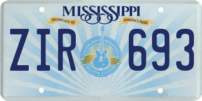 MS license plate ZIR693