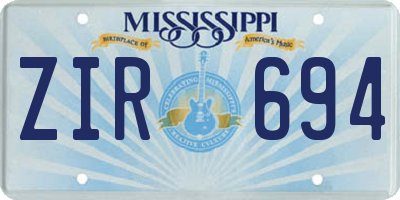 MS license plate ZIR694