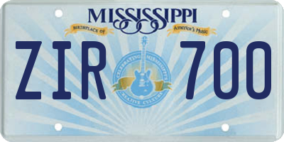 MS license plate ZIR700