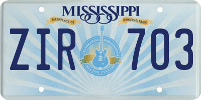 MS license plate ZIR703