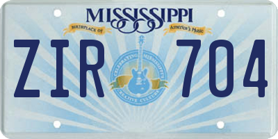 MS license plate ZIR704