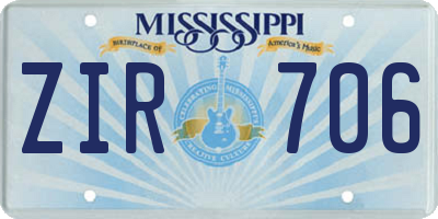 MS license plate ZIR706