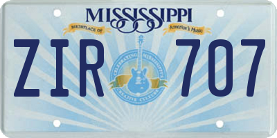 MS license plate ZIR707