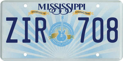 MS license plate ZIR708
