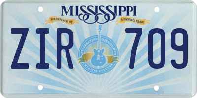 MS license plate ZIR709