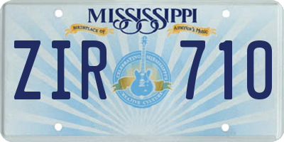 MS license plate ZIR710