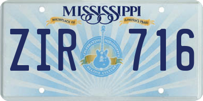 MS license plate ZIR716