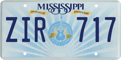 MS license plate ZIR717