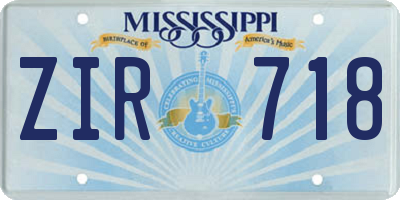 MS license plate ZIR718