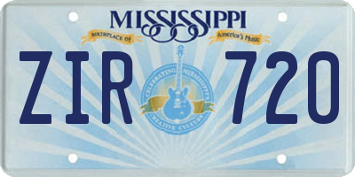 MS license plate ZIR720