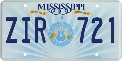 MS license plate ZIR721