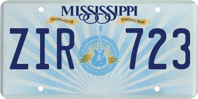MS license plate ZIR723