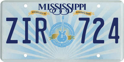 MS license plate ZIR724