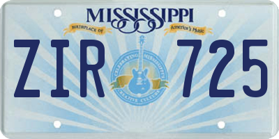 MS license plate ZIR725