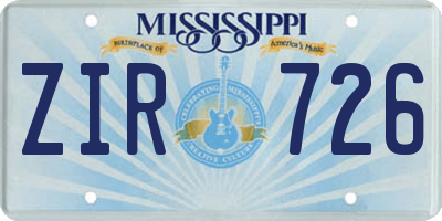 MS license plate ZIR726