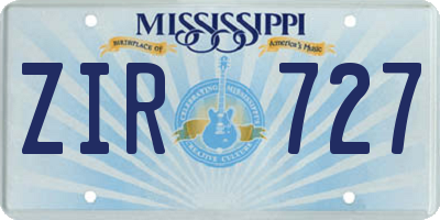 MS license plate ZIR727